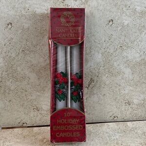Christmas Vintage Taper Holiday Embossed Candles NOS